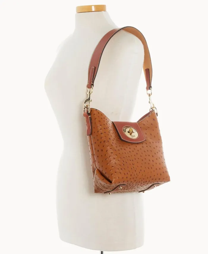 Woman Ostrich Turnlock Sac 22 Caramel Dooney and Bourke Shoulder Bags Woman Ostrich Turnlock Sac 22 Caramel Dooney and Bourke Shoulder Bags
