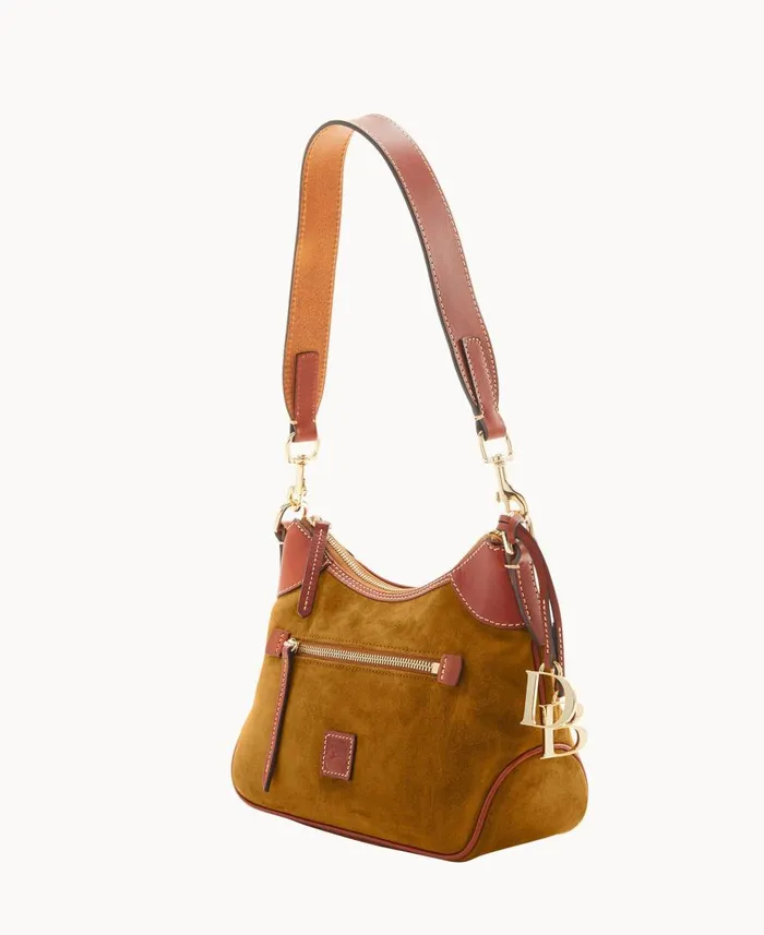 Woman Suede Small Hobo Olive Dooney and Bourke Shoulder Bags Woman Suede Small Hobo Olive Dooney and Bourke Shoulder Bags