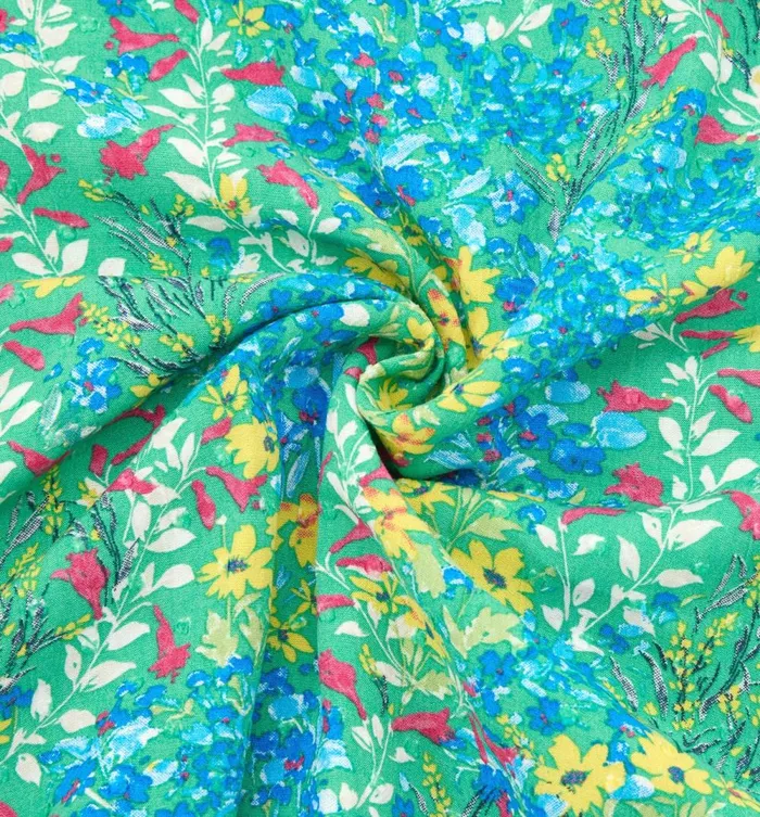 Women 2m Viscose Fabric Cut 8211 Green Print Promod Fabric Cuts And Patterns