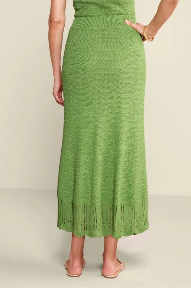 Women April Crochet Sweater Skirt Piquant Green Soft Surroundings Skirts Women April Crochet Sweater Skirt Piquant Green Soft Surroundings Skirts