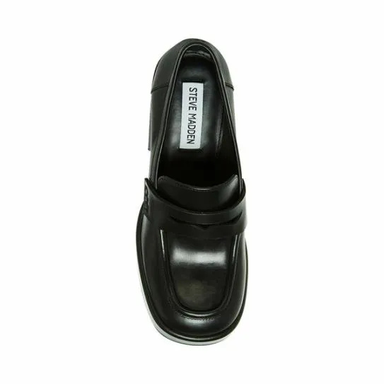 Women ASHE BLACK LEATHER Black Leather Steve Madden Platforms Women ASHE BLACK LEATHER Black Leather Steve Madden Platforms