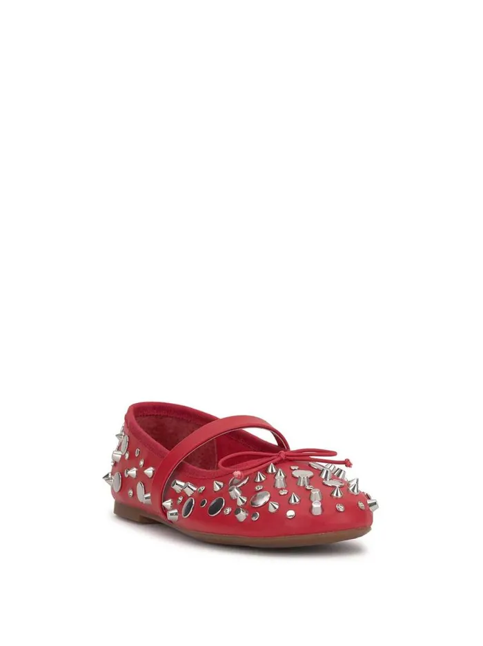 Women Azalina Mary Jane Flat In Red Studded Jessica Simpson Flats
