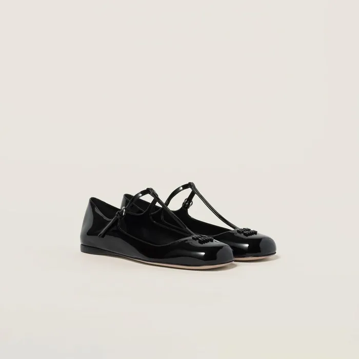 Women Ballerinas Miu Miu Patent Leather Ballerinas Black