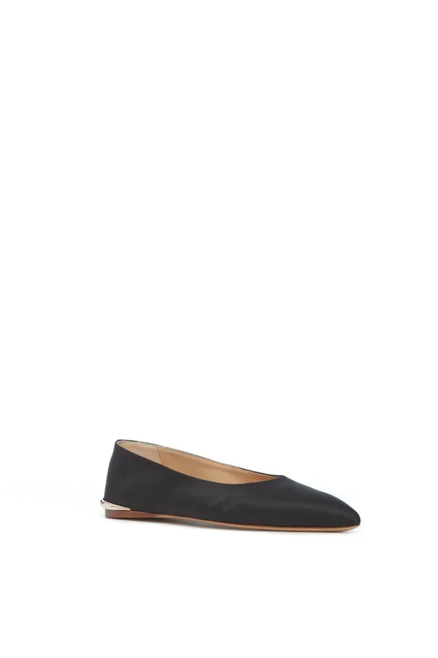 Women Ballet Flats Gabriela Hearst Fleur Ballerina Flat In Black Satin