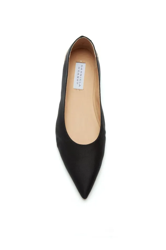 Women Ballet Flats Gabriela Hearst Fleur Ballerina Flat In Black Satin