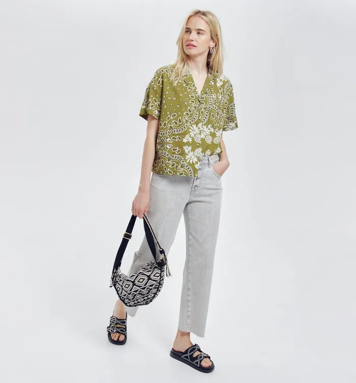 Women Bandana Motif Shirt 8211 Khaki Print Promod Shirts And Tunics