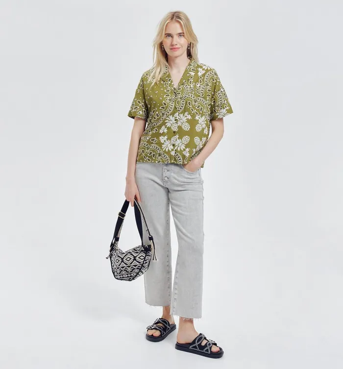 Women Bandana Motif Shirt 8211 Khaki Print Promod Shirts And Tunics Women Bandana Motif Shirt 8211 Khaki Print Promod Shirts And Tunics