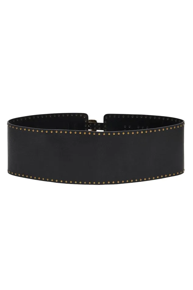 Women Belts Camilla Wide Double Buckle Belt Solid Black