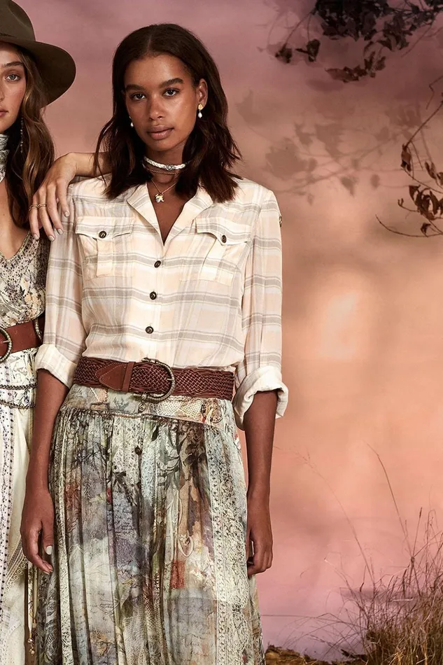 Women Belts Camilla Woven Leather Belt Tan