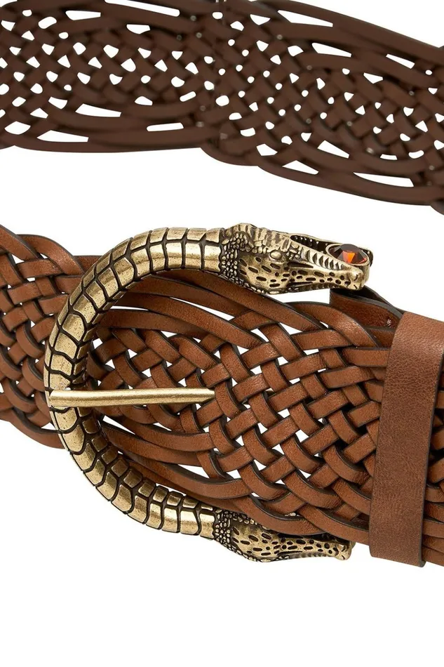 Women Belts Camilla Woven Leather Belt Tan
