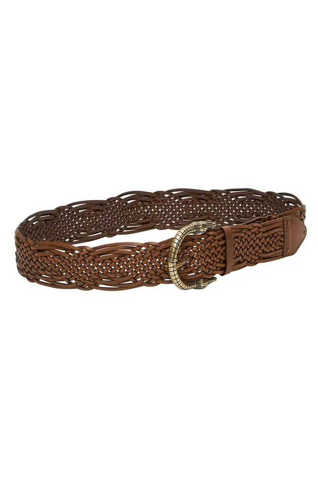Women Belts Camilla Woven Leather Belt Tan