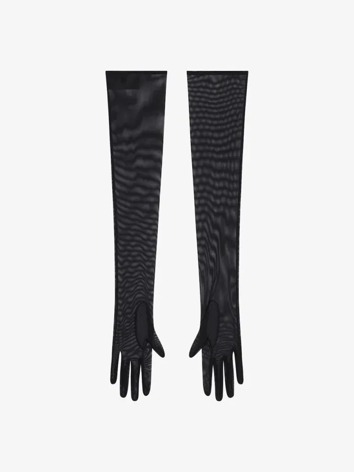 Women Belts Givenchy Long Gloves In Tulle Black