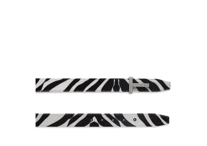 Women Belts Tom Ford Zebra Print Velvet And Crystal Stones T Belt Blackwhite Women Belts Tom Ford Zebra Print Velvet And Crystal Stones T Belt Blackwhite