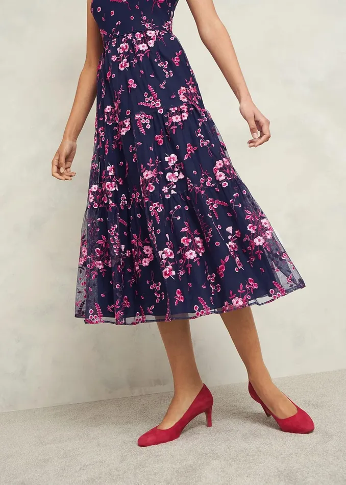 Women Bethany Embroidered Dress Navy Pink Hobbs Dresses and Jumpsuits