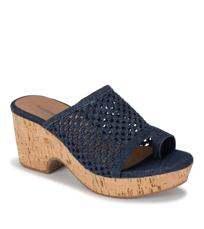 Women Bethie Wedge Sandal Dark Denim Baretraps Slides and Slip On Sandals