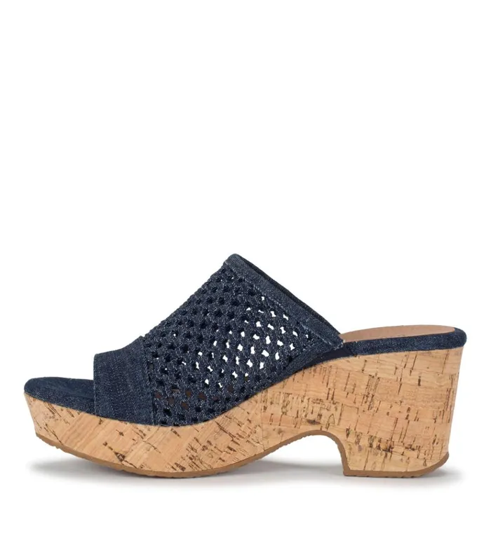 Women Bethie Wedge Sandal Dark Denim Baretraps Slides and Slip On Sandals