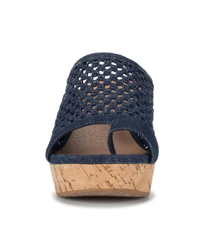Women Bethie Wedge Sandal Dark Denim Baretraps Slides and Slip On Sandals