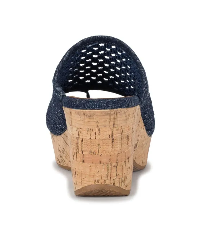 Women Bethie Wedge Sandal Dark Denim Baretraps Slides and Slip On Sandals