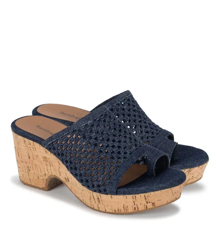 Women Bethie Wedge Sandal Dark Denim Baretraps Slides and Slip On Sandals