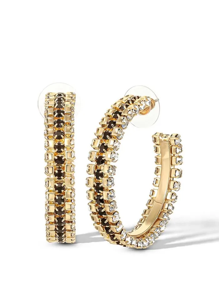 Women Black And White Crystal Hoop Earrings Jessica Simpson Earrings