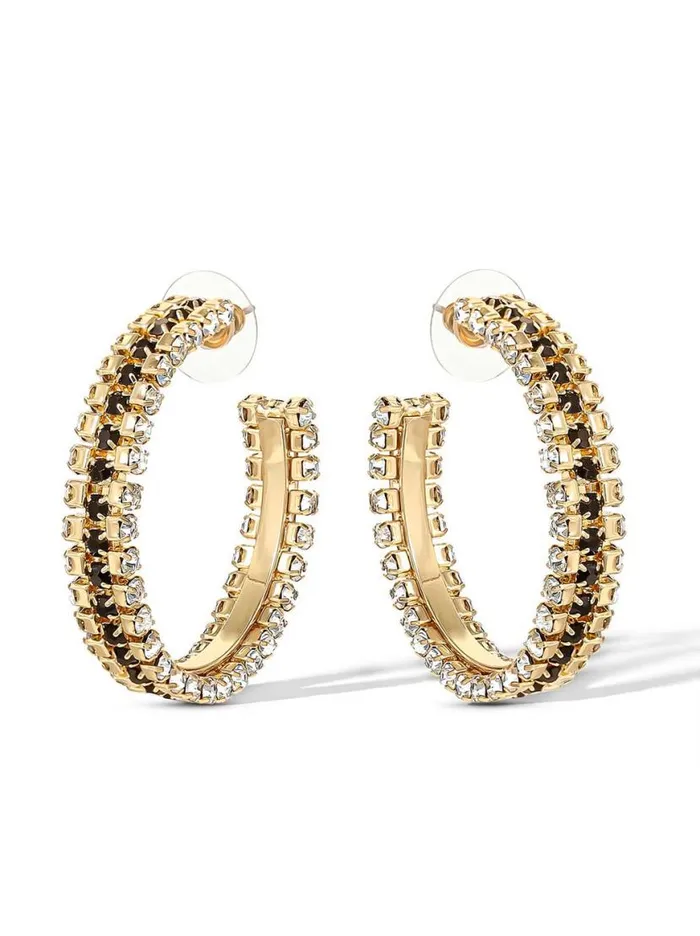Women Black And White Crystal Hoop Earrings Jessica Simpson Earrings