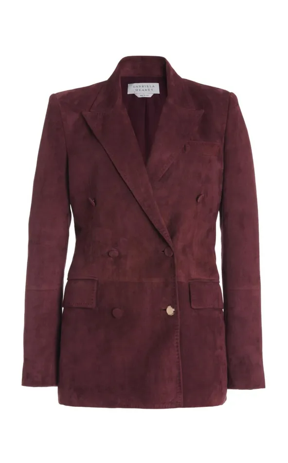Women Blazers and Vests Gabriela Hearst Gavin Blazer In Deep Bordeaux Suede