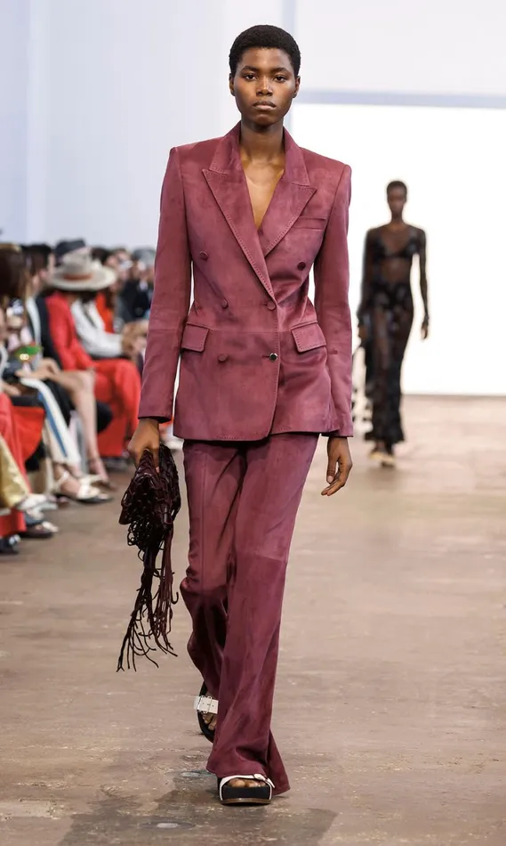Women Blazers and Vests Gabriela Hearst Gavin Blazer In Deep Bordeaux Suede