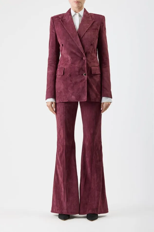 Women Blazers and Vests Gabriela Hearst Gavin Blazer In Deep Bordeaux Suede