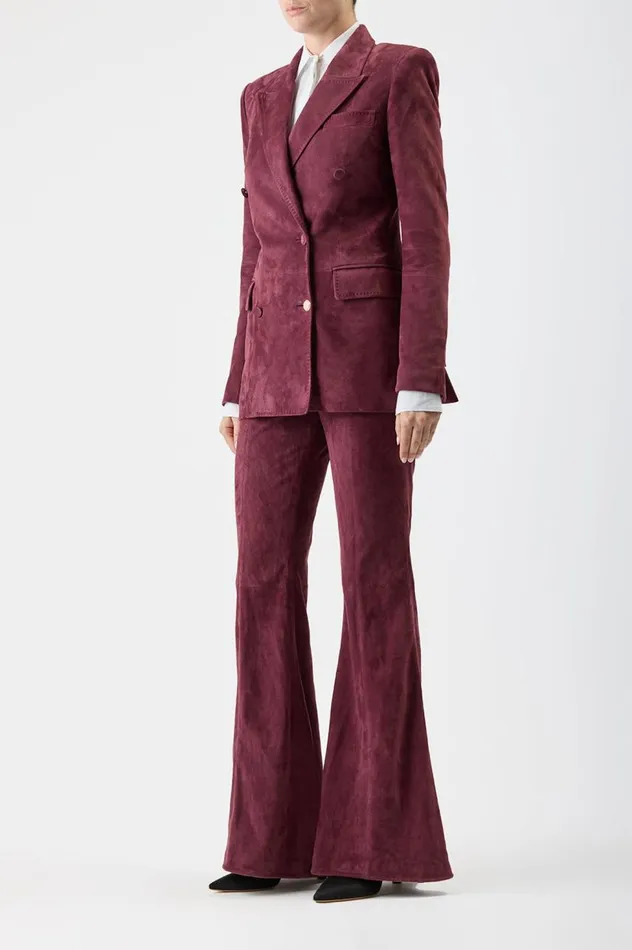 Women Blazers and Vests Gabriela Hearst Gavin Blazer In Deep Bordeaux Suede