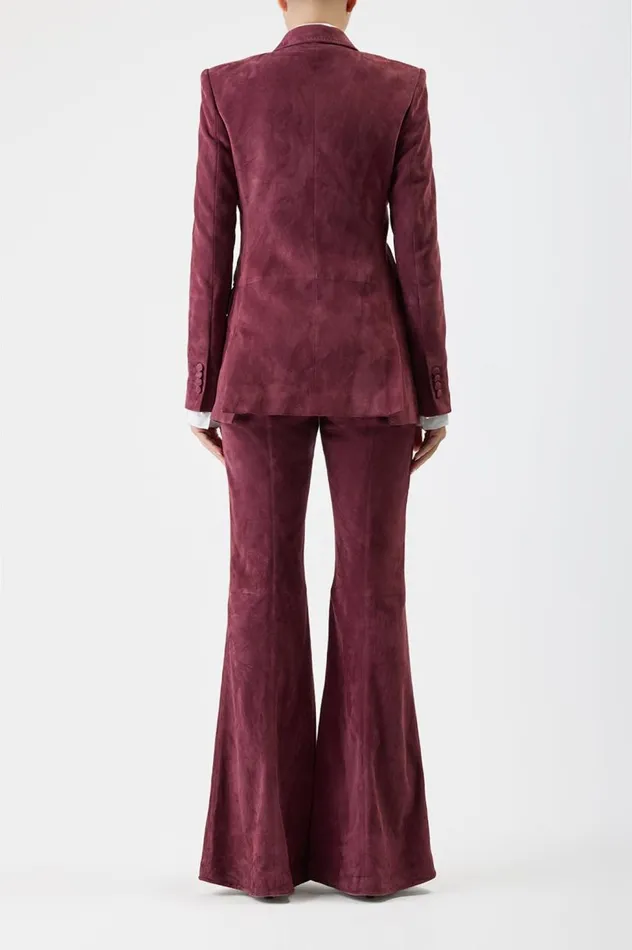Women Blazers and Vests Gabriela Hearst Gavin Blazer In Deep Bordeaux Suede