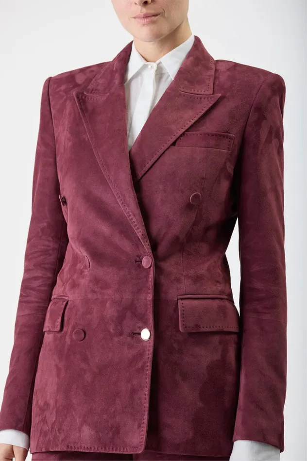 Women Blazers and Vests Gabriela Hearst Gavin Blazer In Deep Bordeaux Suede