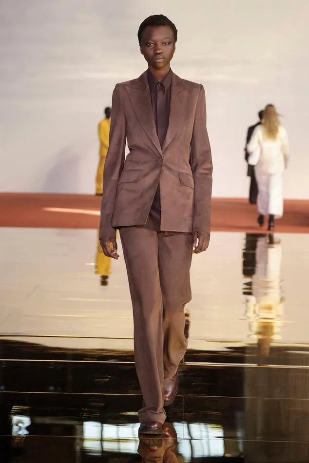 Women Blazers and Vests Gabriela Hearst Leiva Blazer In Chocolate Suede