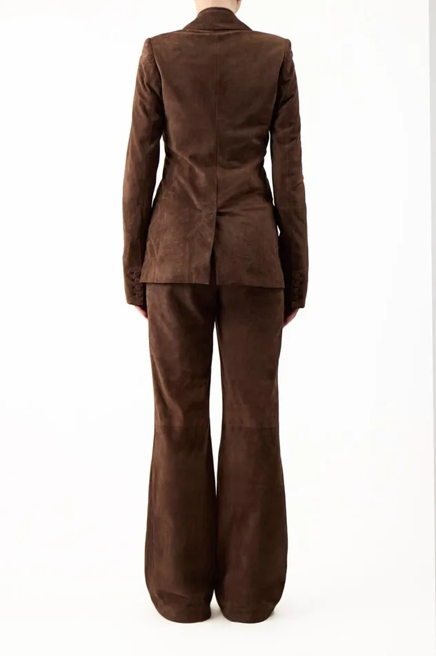 Women Blazers and Vests Gabriela Hearst Leiva Blazer In Chocolate Suede