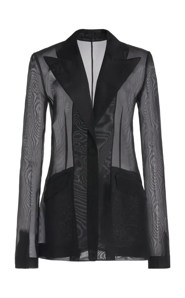 Women Blazers and Vests Gabriela Hearst Leiva Sheer Blazer In Black Silk Organza