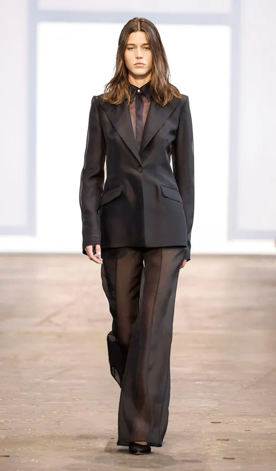 Women Blazers and Vests Gabriela Hearst Leiva Sheer Blazer In Black Silk Organza