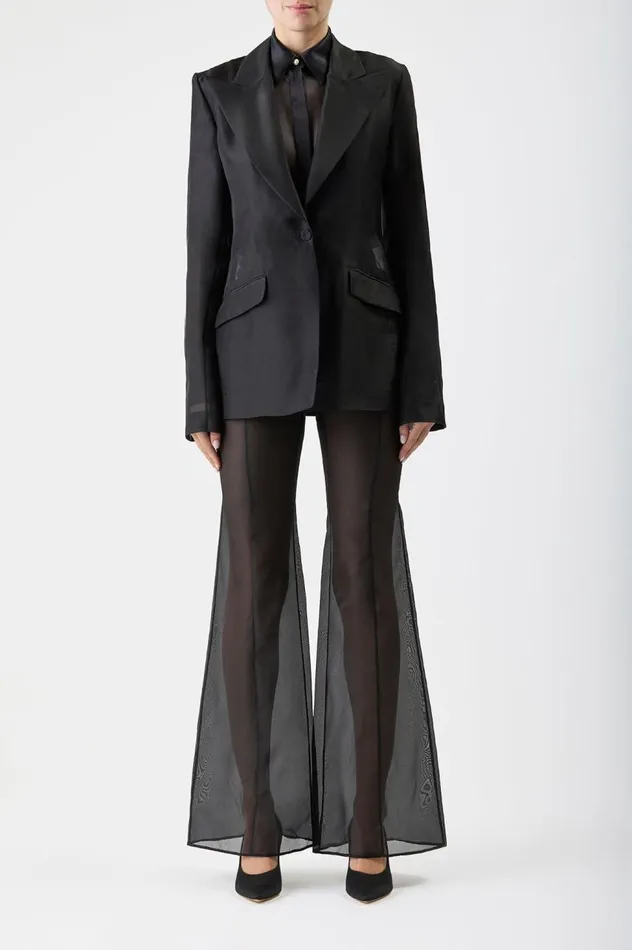 Women Blazers and Vests Gabriela Hearst Leiva Sheer Blazer In Black Silk Organza