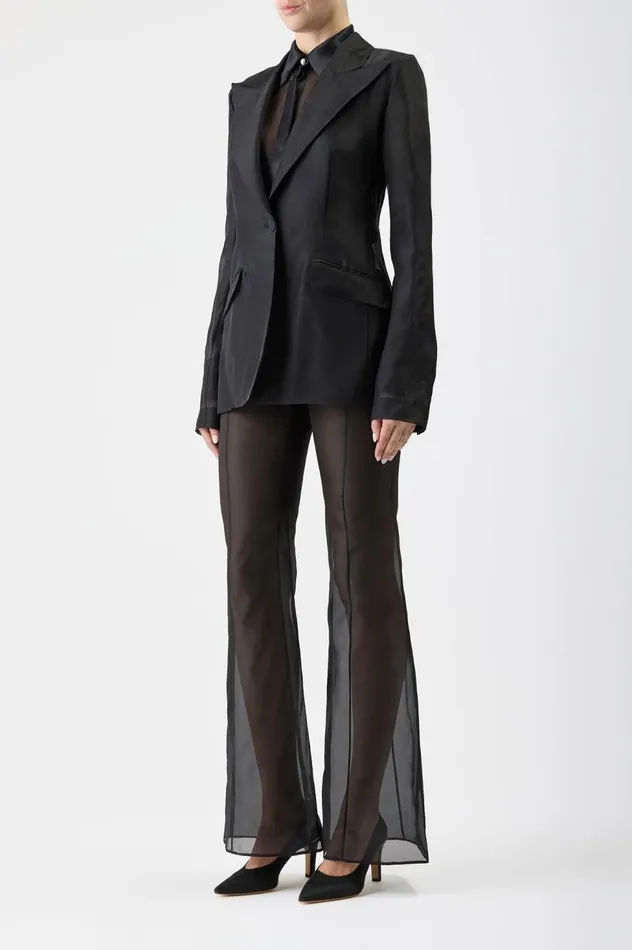 Women Blazers and Vests Gabriela Hearst Leiva Sheer Blazer In Black Silk Organza