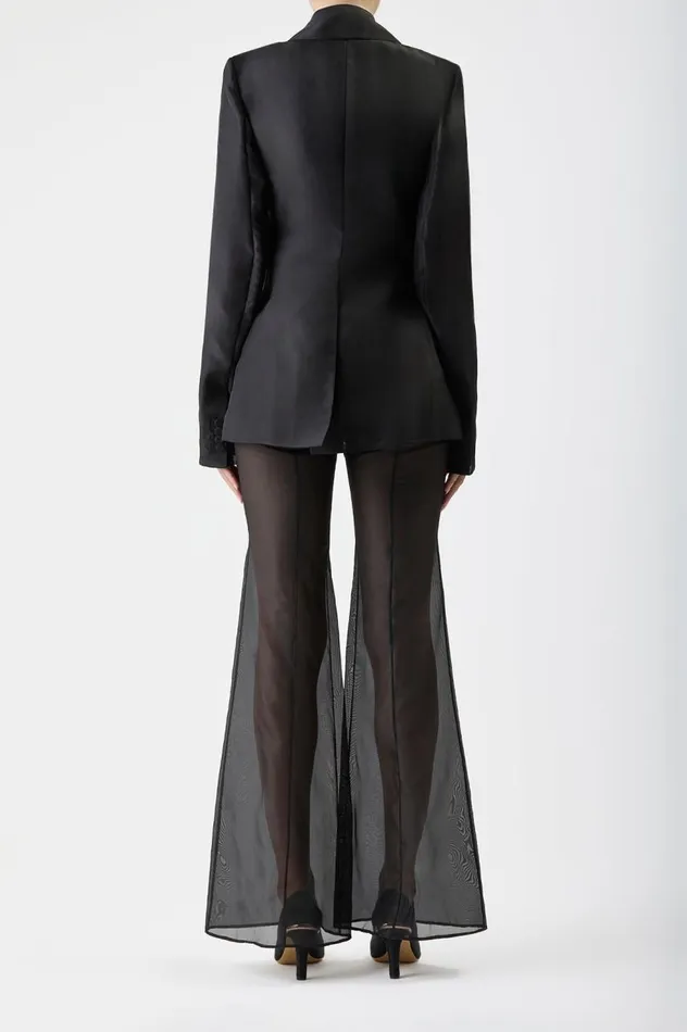 Women Blazers and Vests Gabriela Hearst Leiva Sheer Blazer In Black Silk Organza