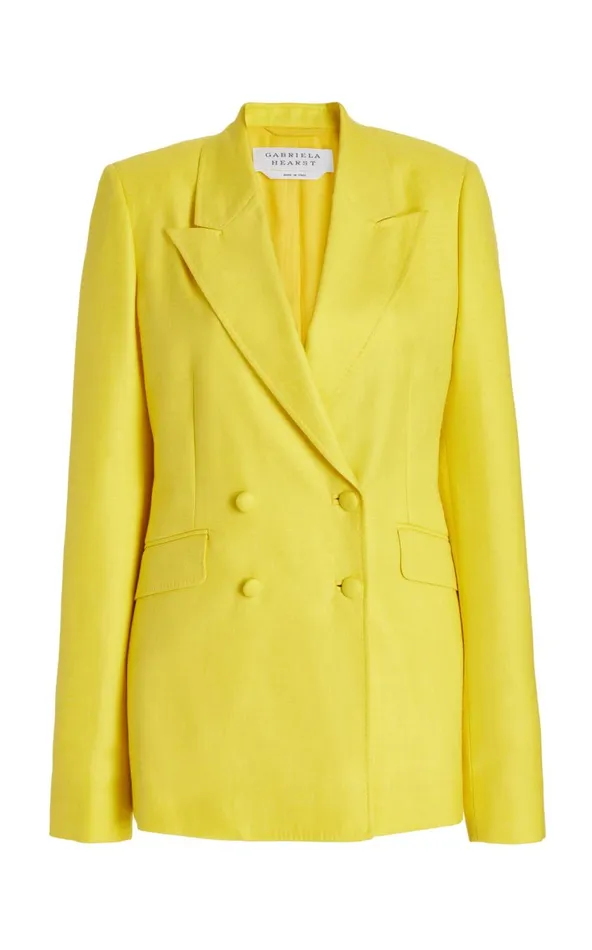 Women Blazers and Vests Gabriela Hearst Stephanie Blazer In Cadmium Yellow Virgin Wool And Silk Linen Twill