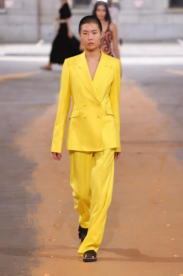 Women Blazers and Vests Gabriela Hearst Stephanie Blazer In Cadmium Yellow Virgin Wool And Silk Linen Twill