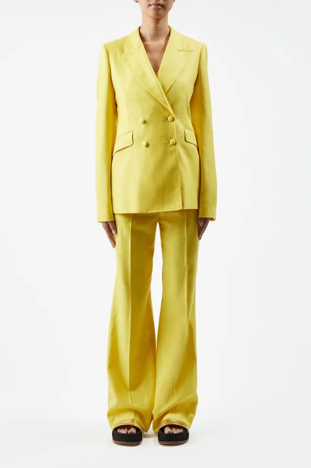 Women Blazers and Vests Gabriela Hearst Stephanie Blazer In Cadmium Yellow Virgin Wool And Silk Linen Twill