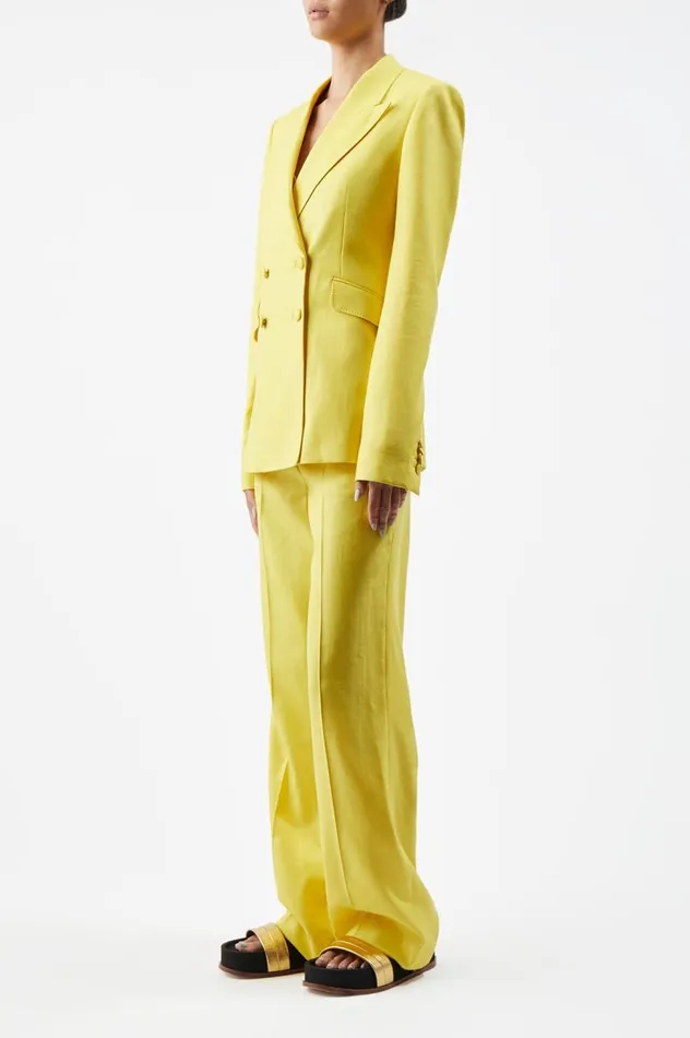 Women Blazers and Vests Gabriela Hearst Stephanie Blazer In Cadmium Yellow Virgin Wool And Silk Linen Twill