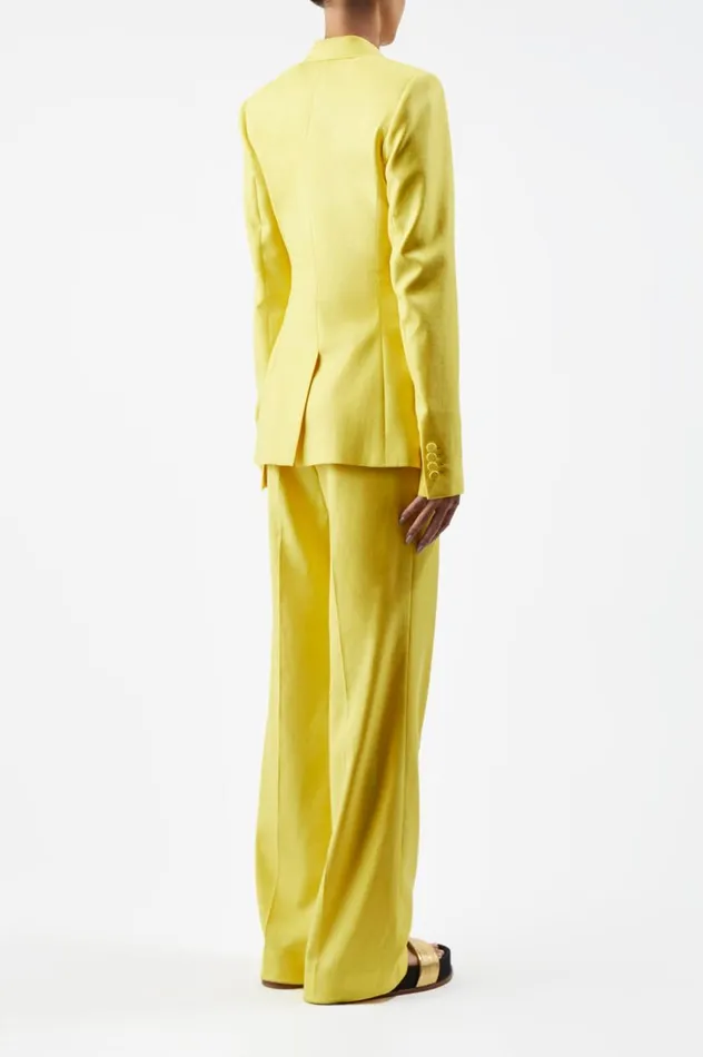 Women Blazers and Vests Gabriela Hearst Stephanie Blazer In Cadmium Yellow Virgin Wool And Silk Linen Twill