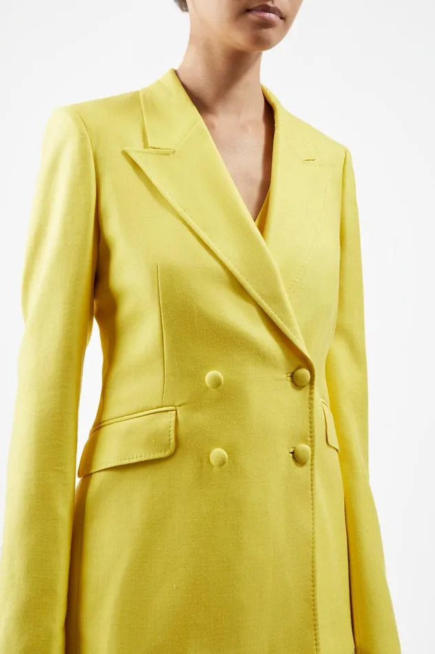 Women Blazers and Vests Gabriela Hearst Stephanie Blazer In Cadmium Yellow Virgin Wool And Silk Linen Twill