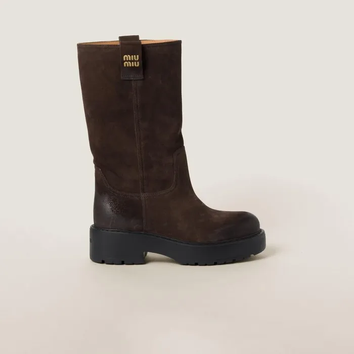 Women Boots And Ankle Boots Miu Miu Suede Boots Dark Brown Women Boots And Ankle Boots Miu Miu Suede Boots Dark Brown
