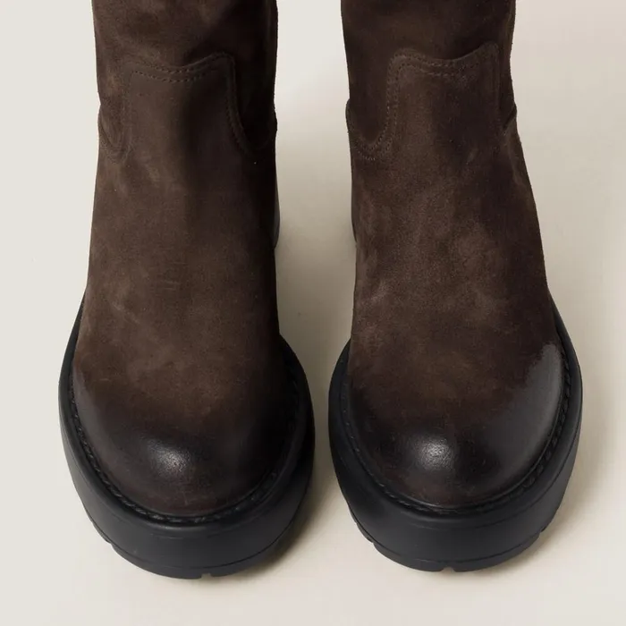 Women Boots And Ankle Boots Miu Miu Suede Boots Dark Brown Women Boots And Ankle Boots Miu Miu Suede Boots Dark Brown