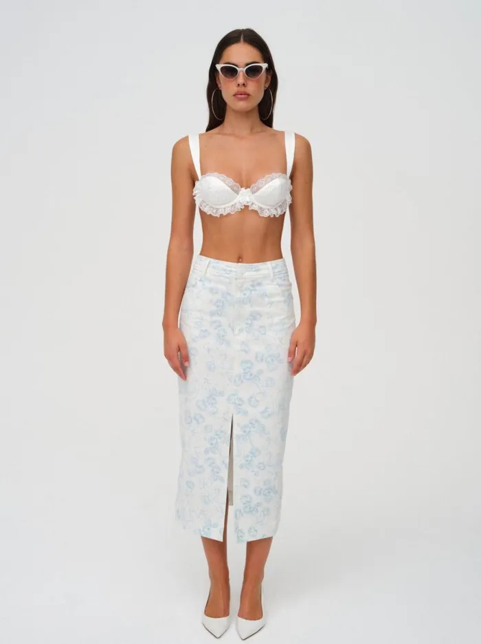 Women Bottoms For Love and Lemons Chantal Denim Midi Skirt Blue Women Bottoms For Love and Lemons Chantal Denim Midi Skirt Blue