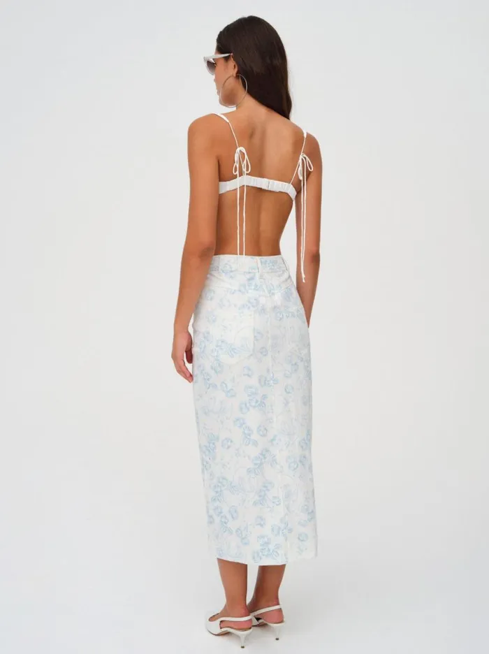 Women Bottoms For Love and Lemons Chantal Denim Midi Skirt Blue Women Bottoms For Love and Lemons Chantal Denim Midi Skirt Blue