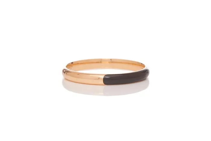 Women Bracelets Gabriela Hearst Vitreous Black Enamel and 18K Gold Bangle