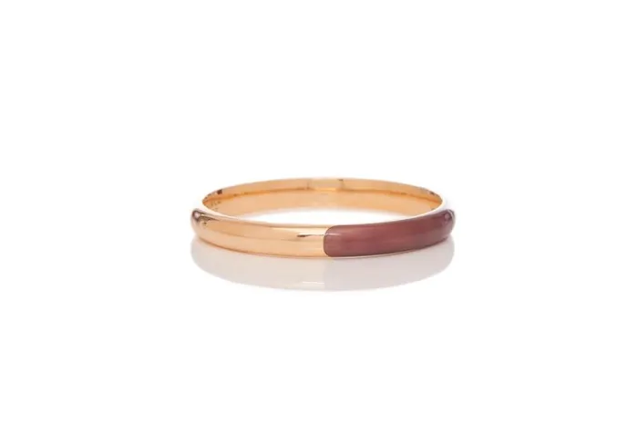 Women Bracelets Gabriela Hearst Vitreous Brown Enamel and 18K Gold Bangle